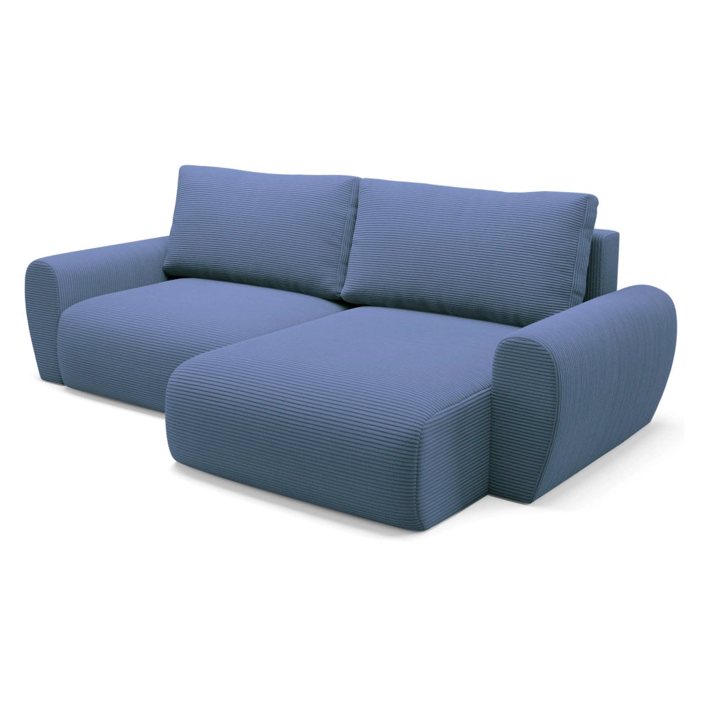 Paullo, Divano Letto con Penisola Contenitore, 253x153 cm blu