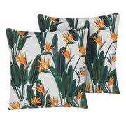 Set di 2 cuscini da esterno in poliestere verde 45 x 45 cm motivo floreale da giardino e patio