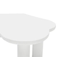 Tavolino da caffè irregolare a forma di osso, piano in MDF e gambe in PVC, con base in feltro, Bianco