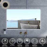 Specchio da bagno Rettangolare con 100x60cm,Memoria, Antifog,Regorabile,Retroilluminato,doppio interruttore,