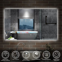 120 x 70 cm,AICA Specchio da Bagno LED con Luce, memoria, antiappannamento,CRI>90,autospegnimento,interruttore touch