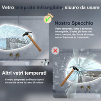 Specchio da bagno Asimmetrico con 120x80cm,3 colori,Memoria, Antifog,Regorabile,Retroilluminato,doppio interruttore,