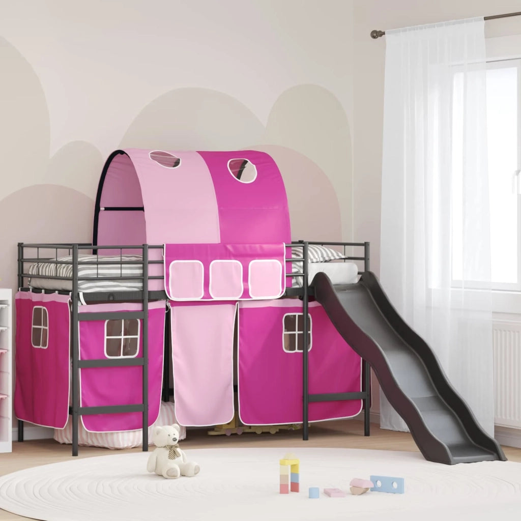 Struttura del letto loft per bambini-Giroletto per bambini Nero e rosa 75 x 190 cm 773272