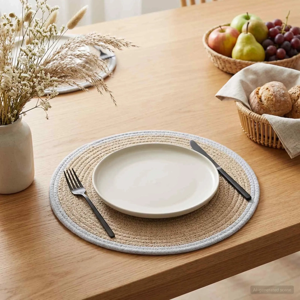 Sottobicchieri in juta 4 pz Naturale e Bianco 100% Juta Tossa 42012317