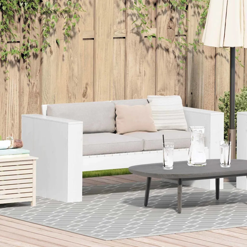 Divano da giardino-Sofa da Giardino-Divano da esterno Bianco 134 x 60 x 62 cm Pino massello