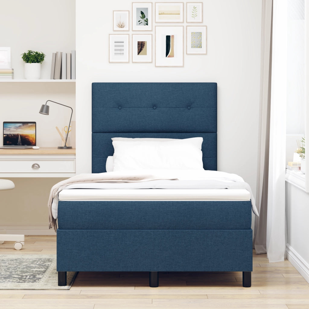 Letto Box Spring con Materasso & LED Blu 120x200 cm Tessuto