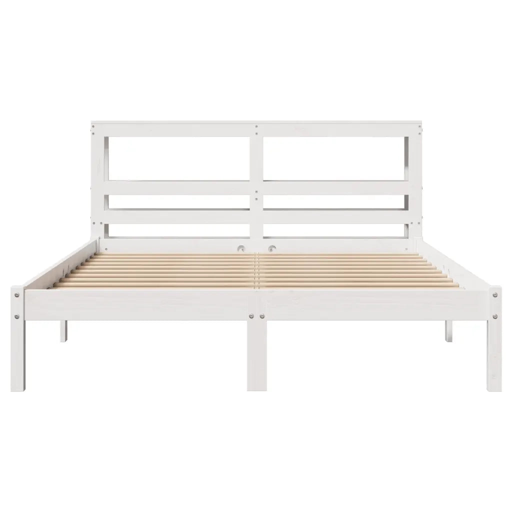 Letto senza Materasso Bianco 160x200 cm Legno Massello di Pino 3305727