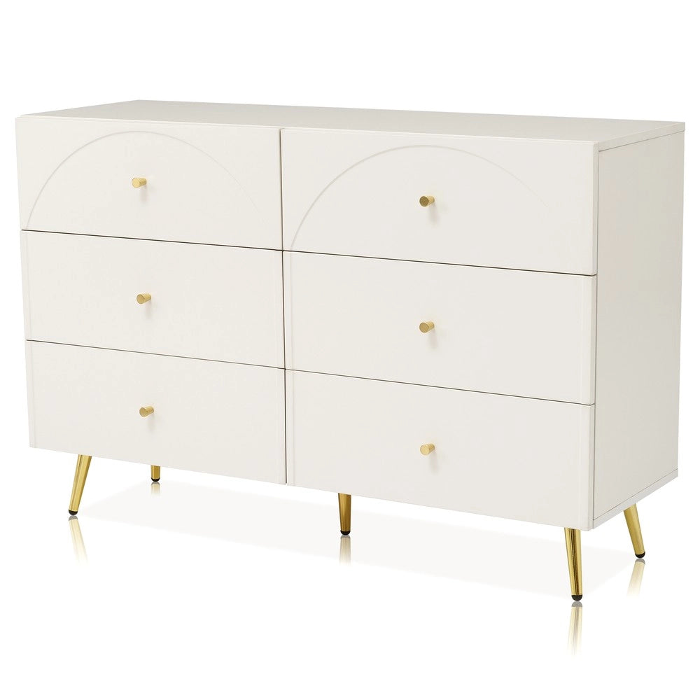 Cassettiera 6 Cassetti ¨C MINIMAL ¨C Bianco, 120x40x85 cm