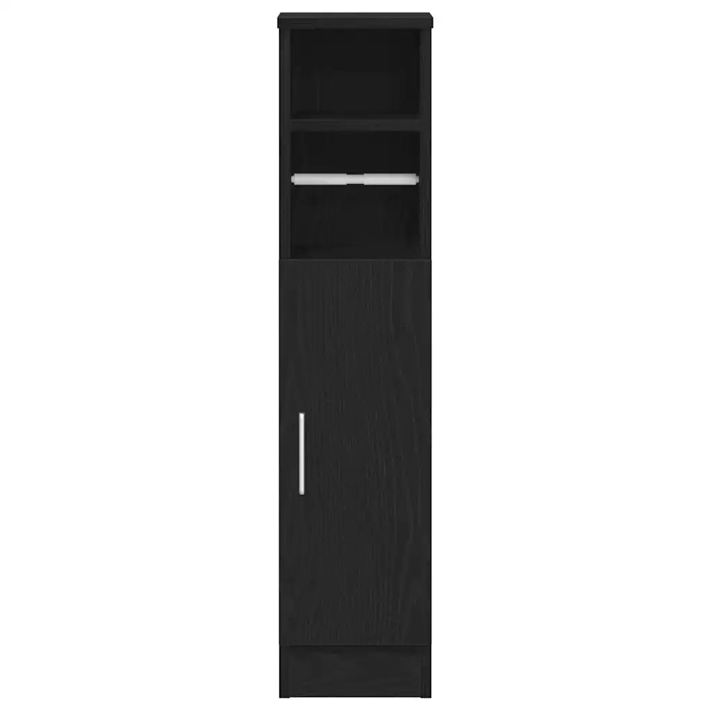Mobile da Bagno con Portarotolo Nero 20,5x22x90 cm 858498