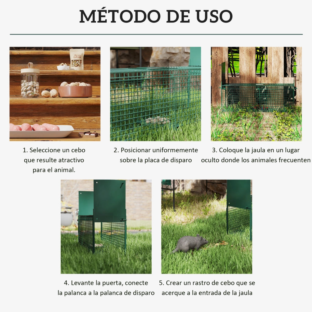 Trappola per Animali Vivi con 2 Porte ¨C Zephmum ¨C Verde 60x18x20 cm