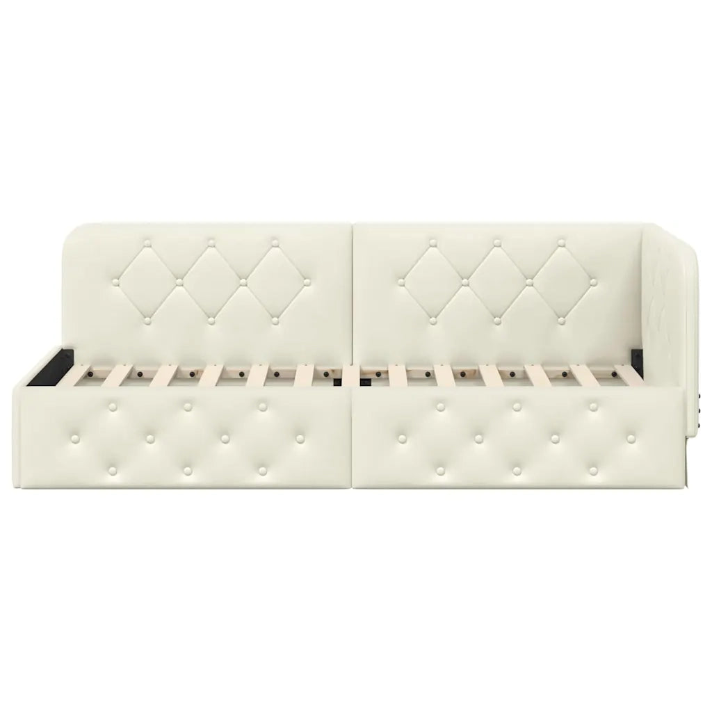 Letto singolo | Letto per adulti | Cornice del letto ad angolo Crema 80 x 200 cm Velluto
