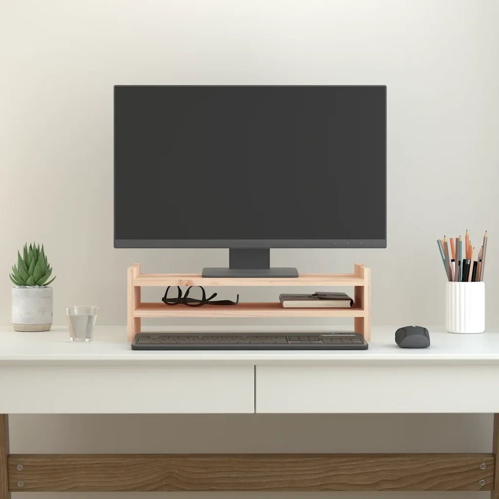 Supporto per Monitor 50x27x15 cm in Legno Massello di Pino 814019