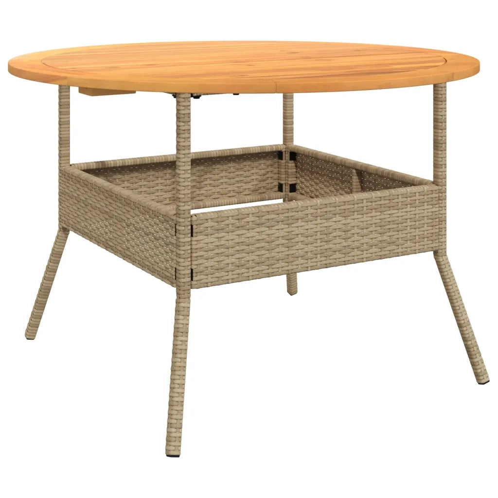 Tavolo Giardino Piano Legno Acacia Beige Ã˜110x71 cm Polyrattan