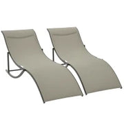 Set 2 Sdraio da Giardino Pieghevoli, Lettino Prendisole in Alluminio e Textilene, 61x165x63cm