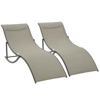 Set 2 Sdraio da Giardino Pieghevoli, Lettino Prendisole in Alluminio e Textilene, 61x165x63cm