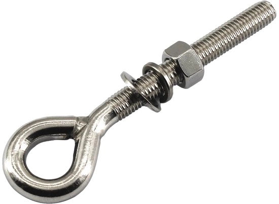 Occhiello in acciaio inossidabile 304 M6 a 12 pezzi - lungo corpo - corrosione resistente - adatto per interni/esterni - filo profondo - occhiello a gancio