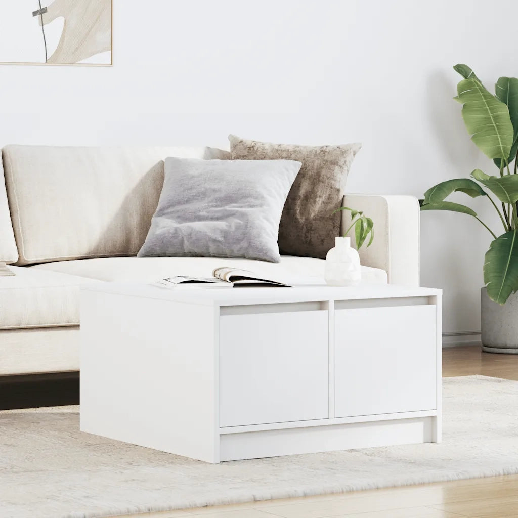 Tavolino da salotto | Tavolino da caff¨¨ | Tavolino da Soggiorno con Cassetti Bianco 70,5x70x40 cm
