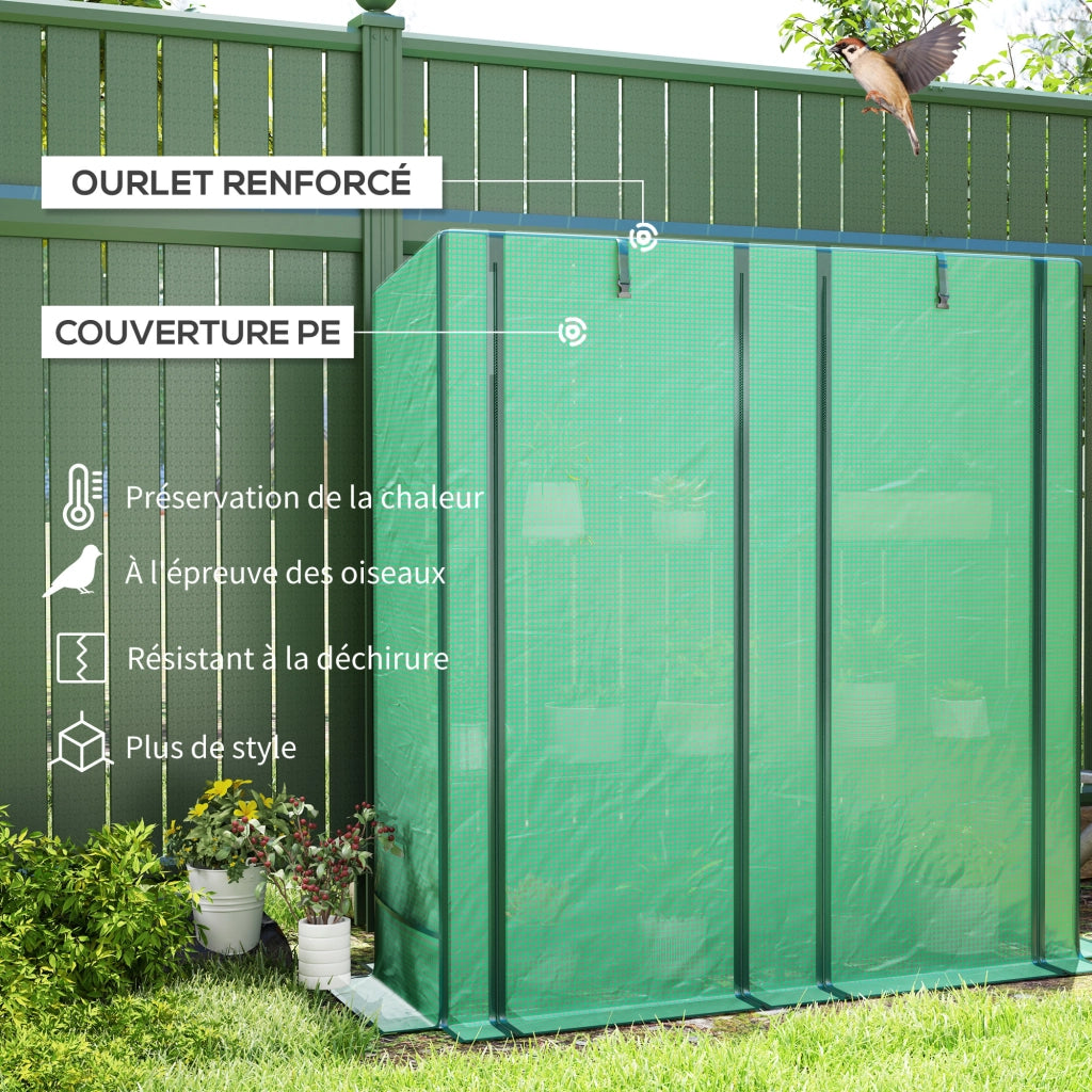 Serra da giardino con ripiani metallici 3 livelli ¨C zephmum ¨C verde 144x48x152 cm