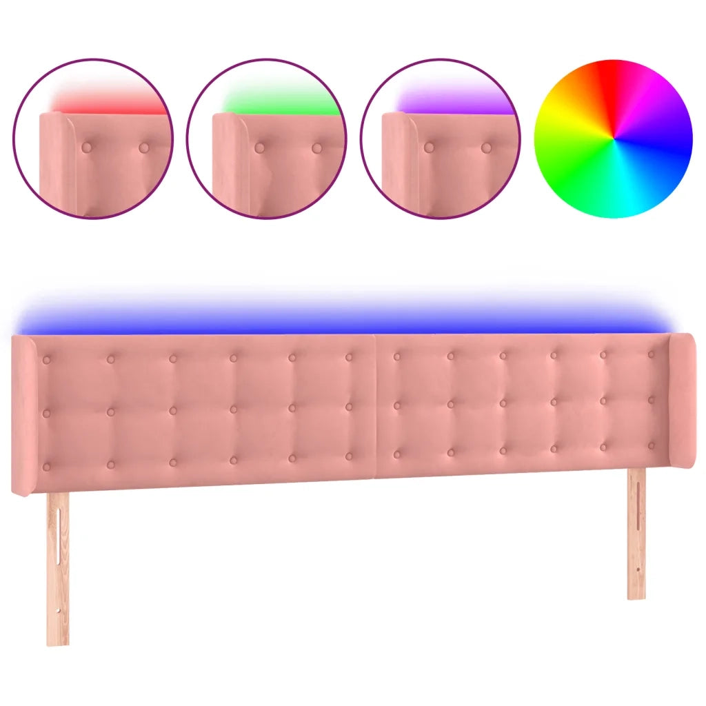 Testiera | Testata a LED Rosa 183x16x78/88 cm in Velluto