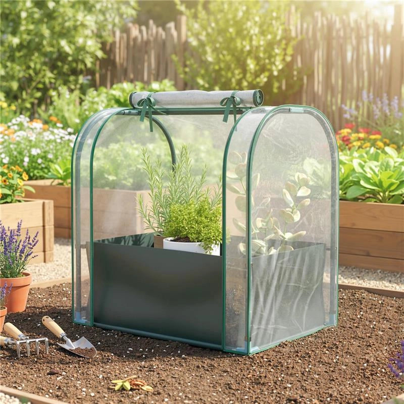 MINI SERRA CON BORSA PER COLTIVAZIONE E PORTA AVVOLGIBILE, 68X50X70 CM, VERDE SCURO