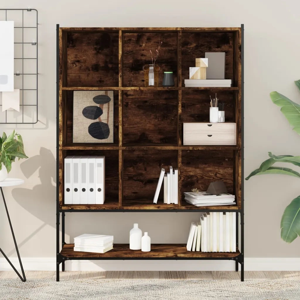 Libreria-Scaffale per Libri-Mobile di Stoccaggio Rovere Fumo 102x30x141,5 cm in Legno Multistrato