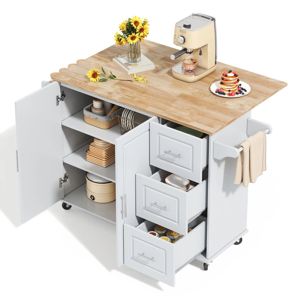 Tavolo da Cucina Pieghevole con Cassetti e Ripiani ¨C Xylo ¨C Rovere, 137x43x92 cm