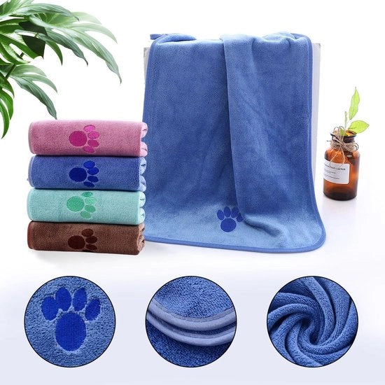 Asciugamani per animali 4 pezzi - Microfibra - Soothing/Absorbente - Gatti/Cani - 35 x 75 cm - Riciclabili - Asciugamani per animali