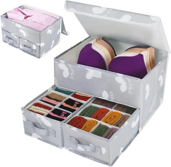 Organizzatore di Carico Set con Coperchio - Cassetti per Armadio e Carico - Organizzatore di Stoffa Pieghevole per Intimo, Calze, Camicie e Altro
