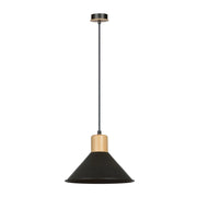 Lampada a sospensione ROWEN in acciaio nero e legno
