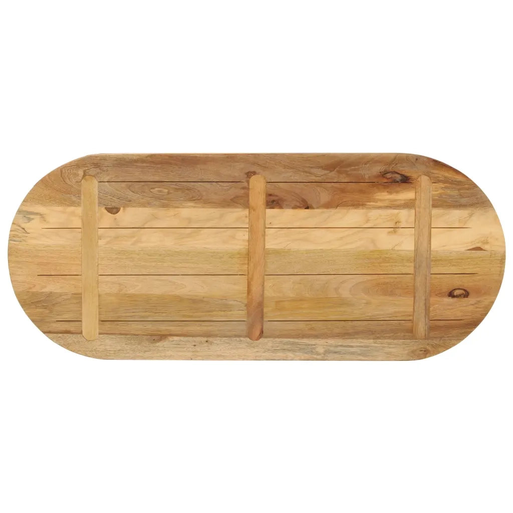 Piano Tavolo 120x60x3,8 cm Ovale Legno Massello Grezzo di Mango