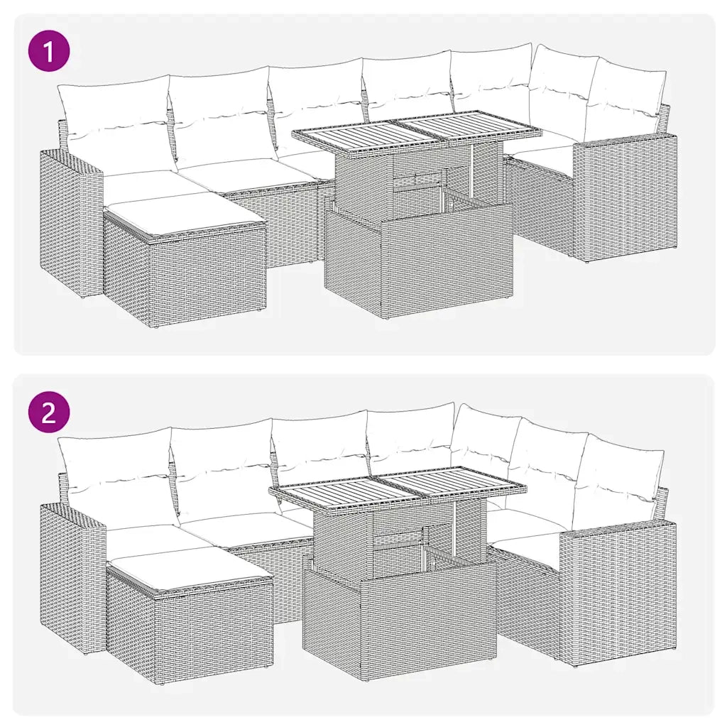 vidaXL Set Divano da Giardino 8 pz con Cuscini Beige in Polyrattan