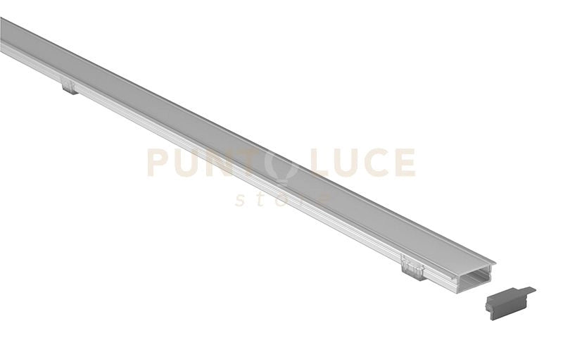 GSTP121- PROFILO IN ALLUMINIO SEZIONABILE INCASSO SU CARTONGESSO PIU DIFFUSORE COLORE GRIGIO SENZA LED DA ACQUISTARE SEPARATAMENTE MT2
