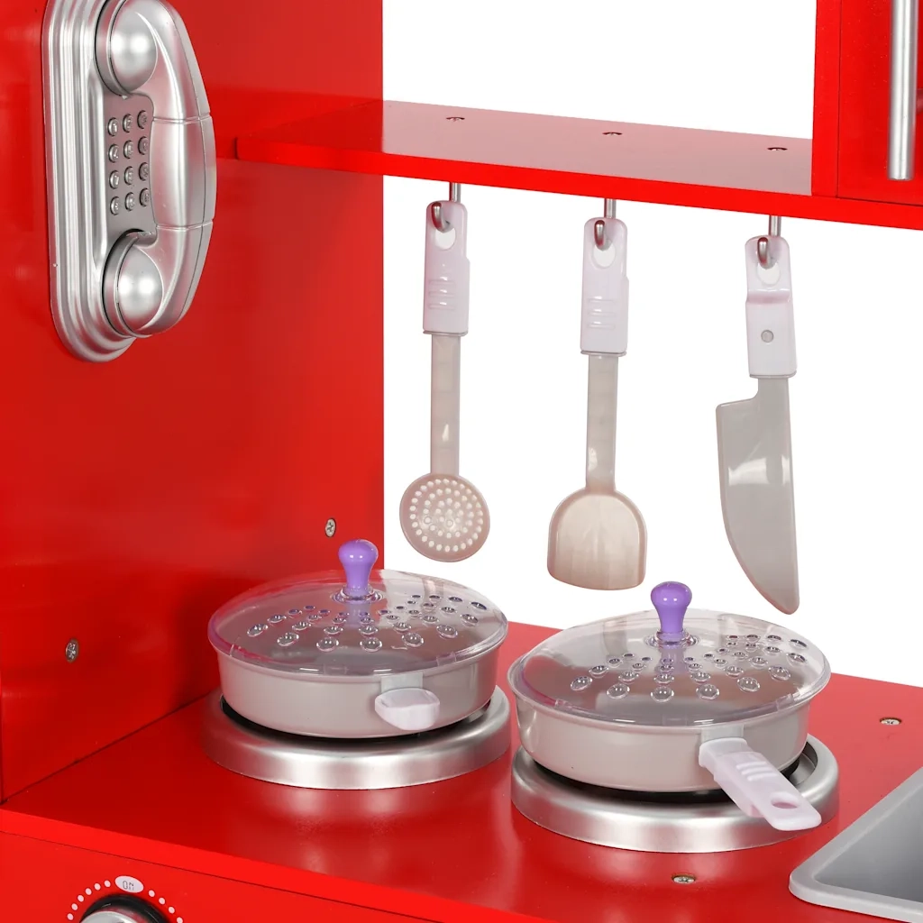 Cucina Giocattolo per Bambini in MDF 84x31x89 cm Rossa 80253
