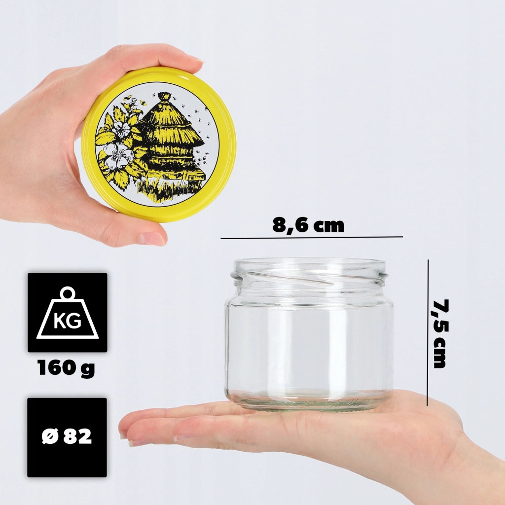 KADAX Sonka barattoli di vetro 330ml 10pz 82mm + coperchi "Api"