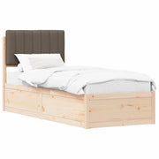 Letto singolo | Letto per adulti | Letto con Testiera Rivestita Talpa 75 x 190 cm Pino massello