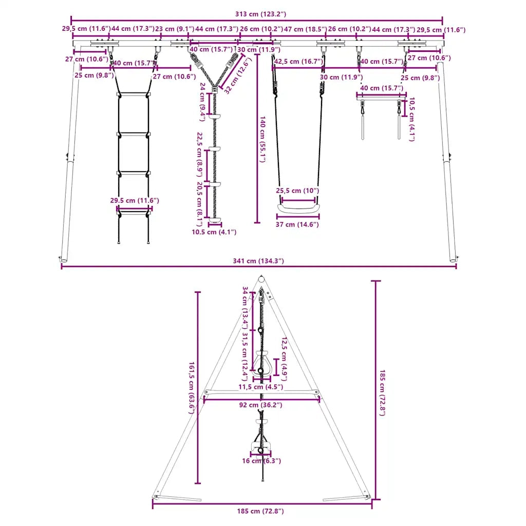 Set Gioco da Esterno con Altalena Trapezio Scala e Altalena CFW3960864