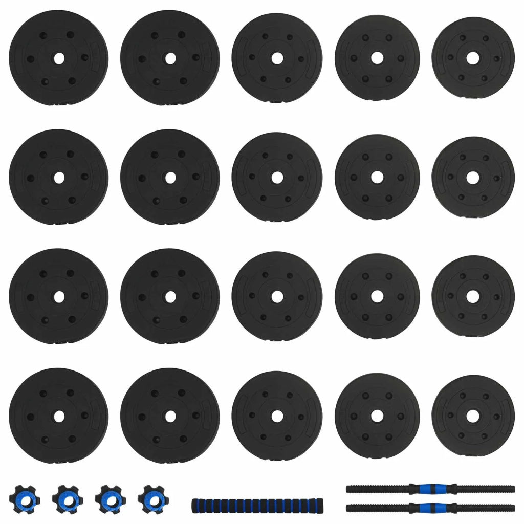 Set di Manubri 2-in-1 40kg Nero e Blu Cemento e sabbia di ferro