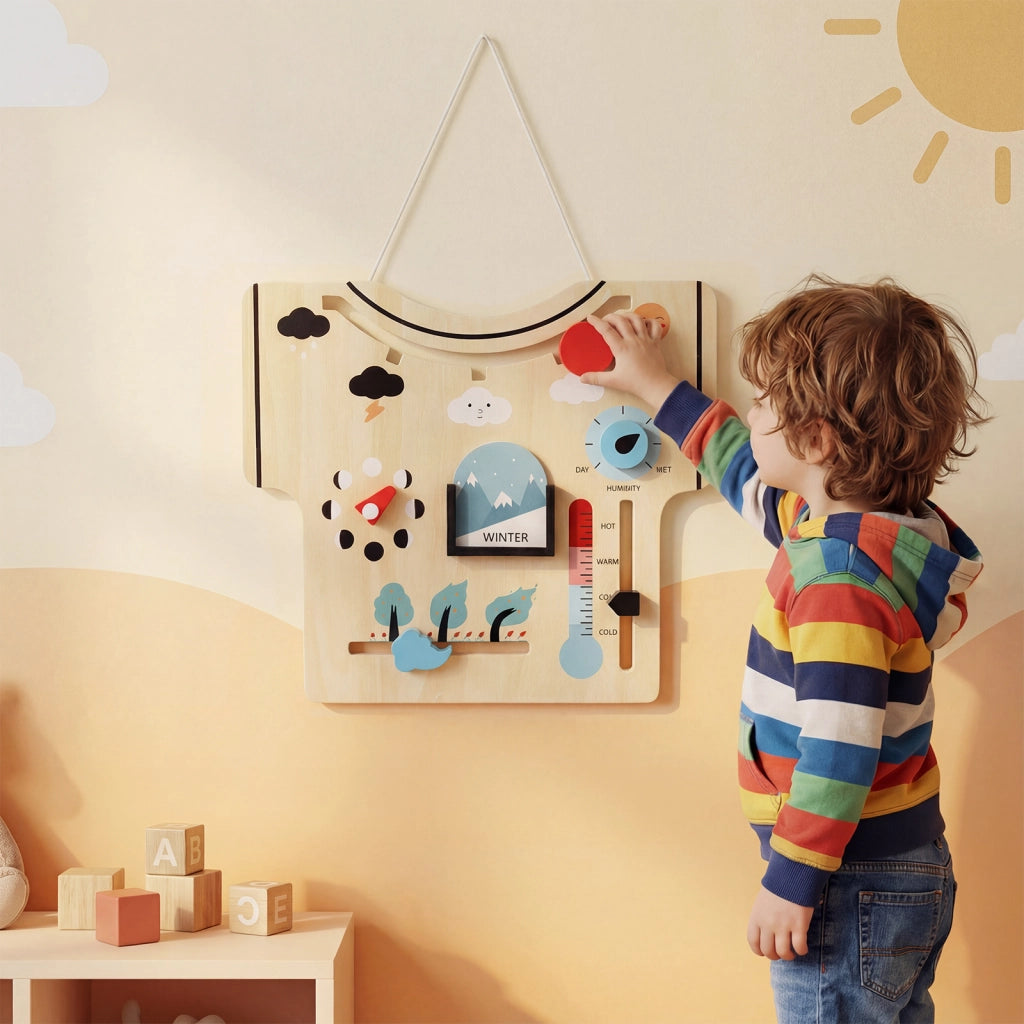 Calendario bambini legno montessori stagioni meteo fasi lunari vento, Giocattolo educativo temperatura umidit¨¤ per bambini prescolari 3+