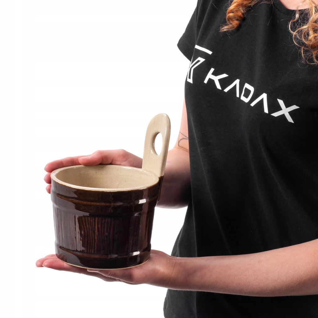 Pentola in gres KADAX con misurino per latte, contenitore per alimenti da 1 litro, gres, Polonia