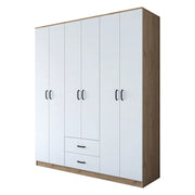 Armadio Camera da Letto Tadasuni, Guardaroba Grande 5 Ripiani, 180x210h cm Bianco