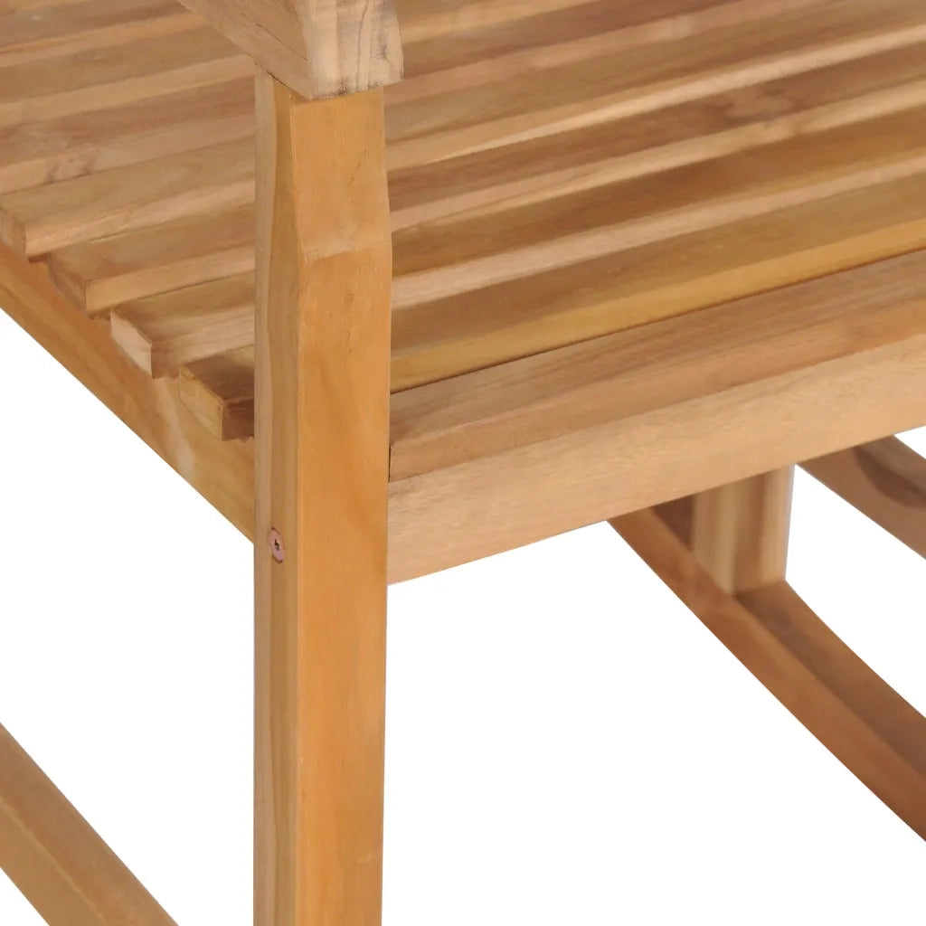 Sedia a Dondolo con Cuscino Grigio a Quadri in Massello di Teak 3062771
