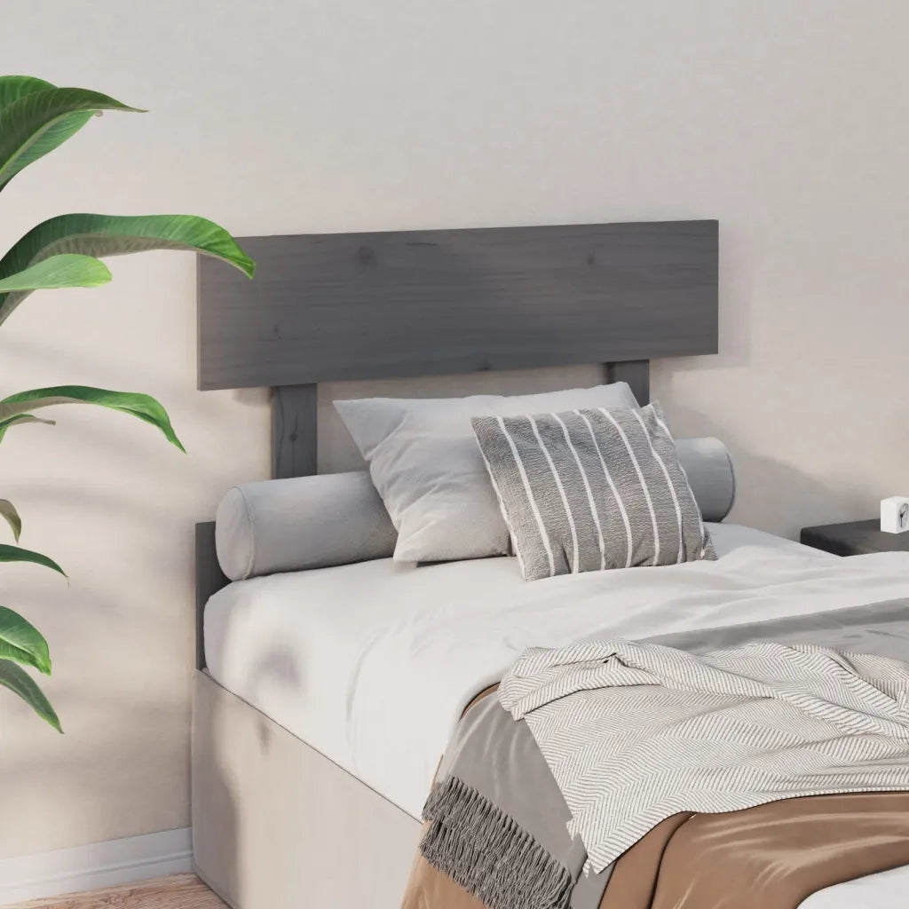 Testiera per Letto Grigia 93,5x3x81cm in Legno Massello di Pino 819052