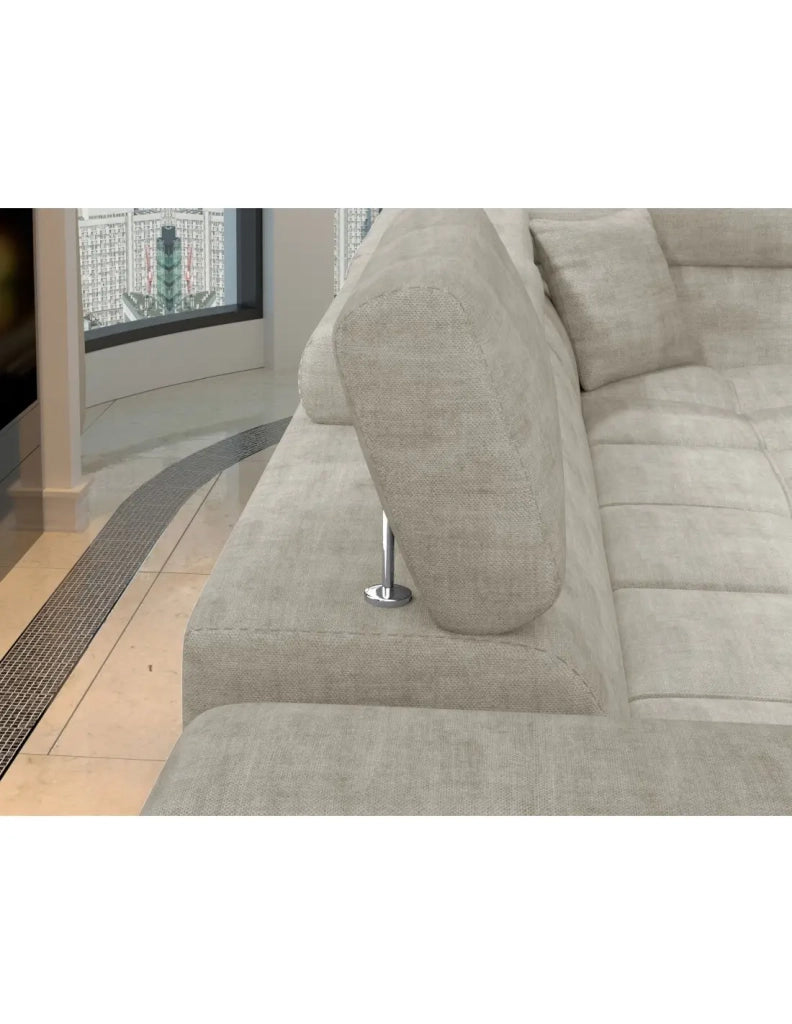 Divano angolare convertibile PALAZZO 4 posti beige – angolo sinistro con vano contenitore