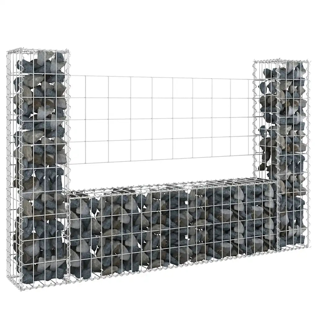 Cesto Gabbione a U con 2 Pali in Ferro 140x20x100 cm cod mxl 9933