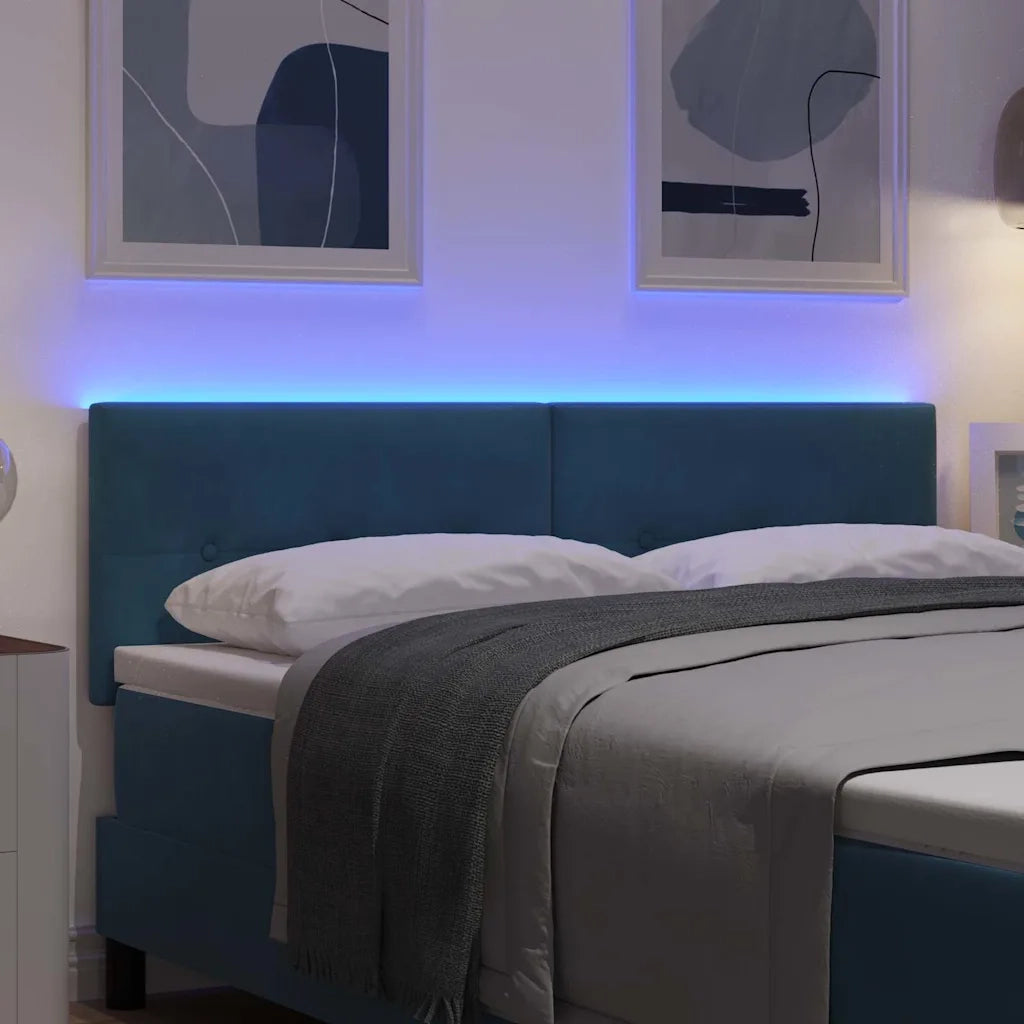 Testiera LED con strisce LED Blu 160 cm Velluto 3338146