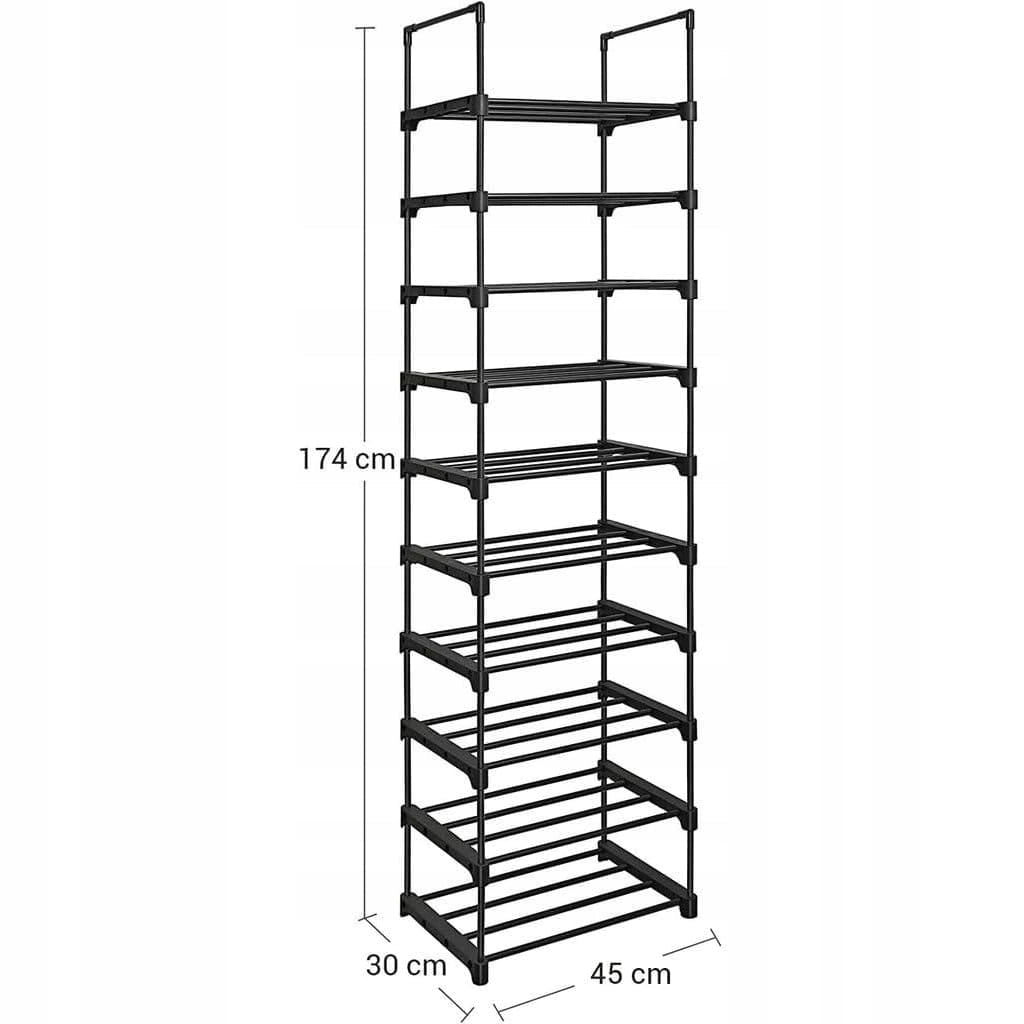 Scarpiera Valora a 10 ripiani, stile loft, colore nero