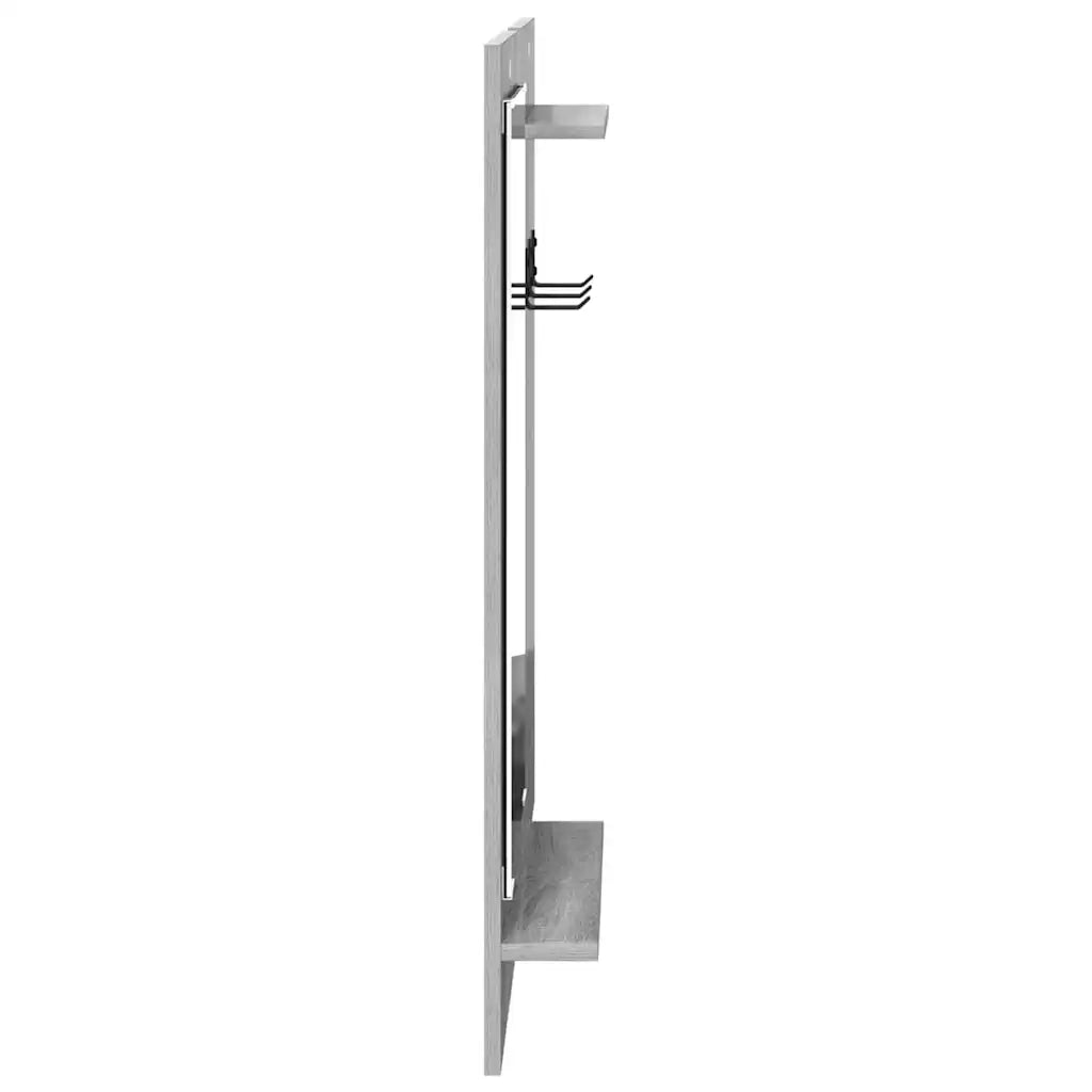 vidaXL Appendiabiti a muro con specchio Grigio sonoma 70 x 10 x 90 cm