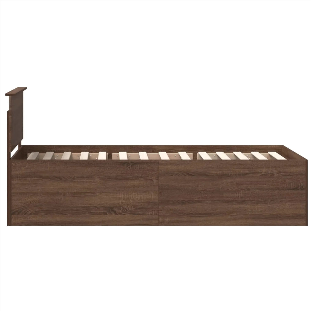 Letto singolo | Letto per adulti | Struttura del letto con testiera Rovere Marrone 75 x 190 cm