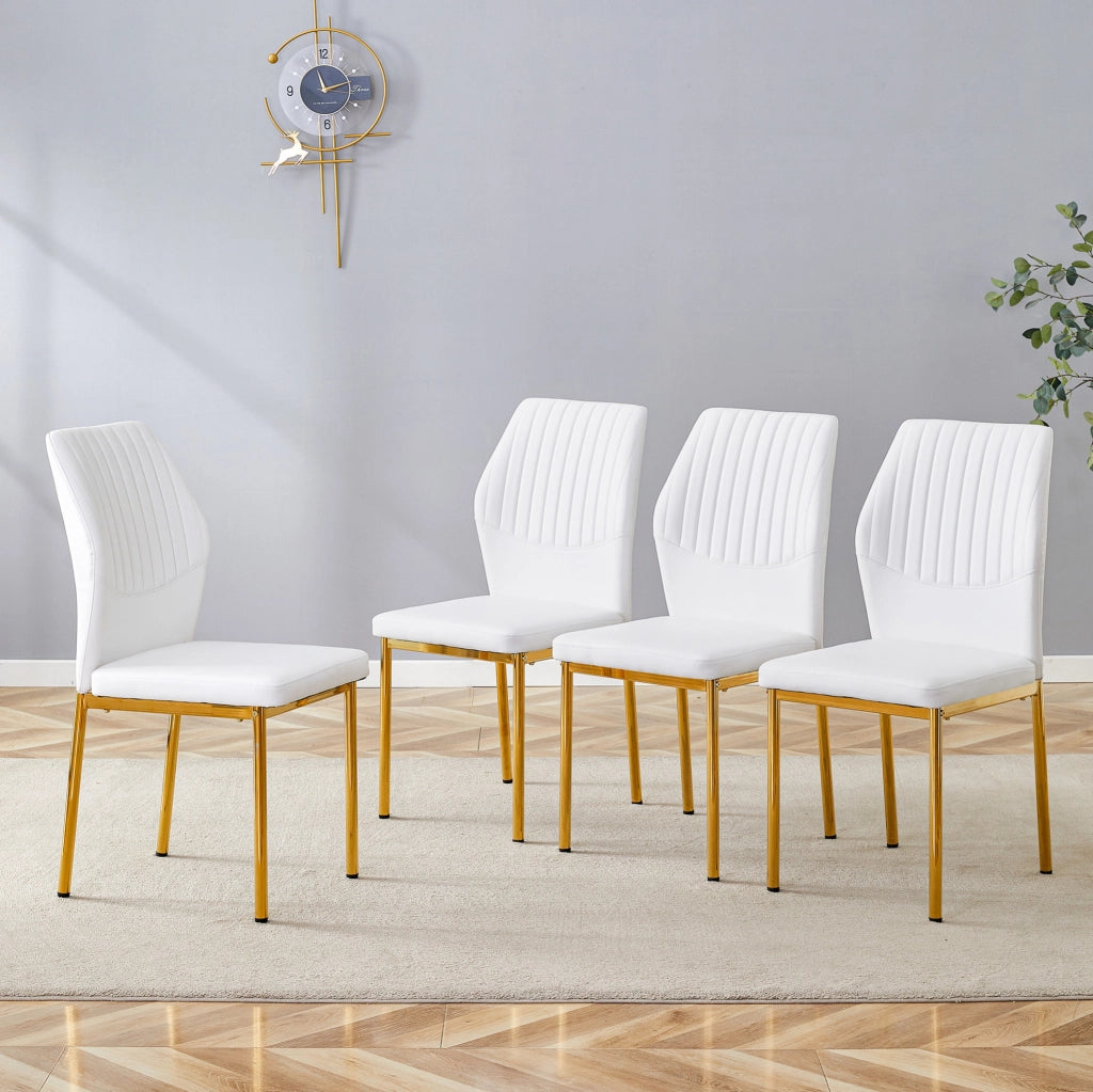Set di 4 sedie da pranzo bianche e oro in PU