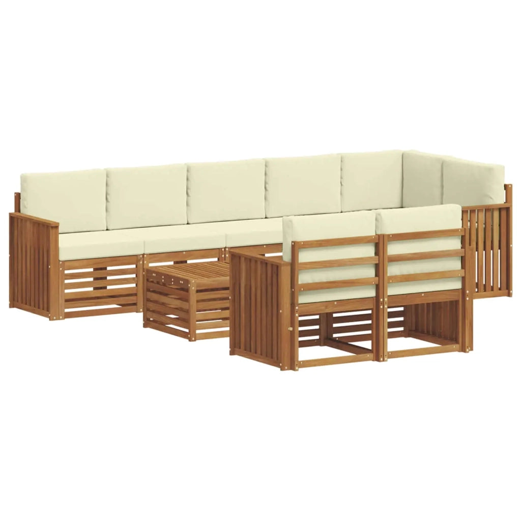 Set di divani da esterno 9 pz Naturale e Crema Poliestere 3375045